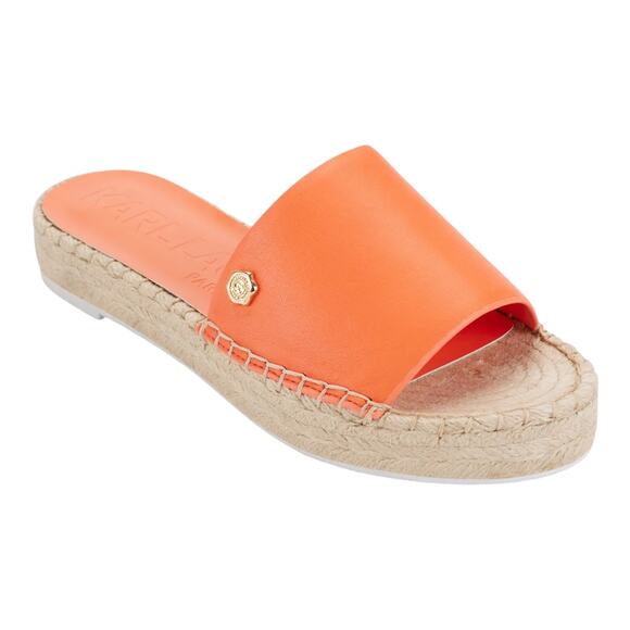 Karl Lagerfeld Shoes - Karl Lagerfeld Women Carsten Leather Espadrille Slide Sandals Apricot Size 5 1/2